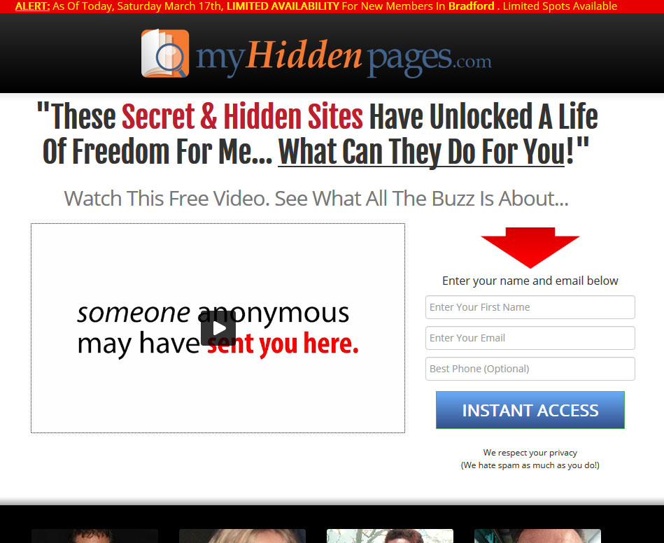 My Hidden Pages Website Screenshot