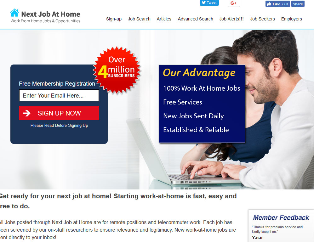 Next Job At Home Website Screenshot