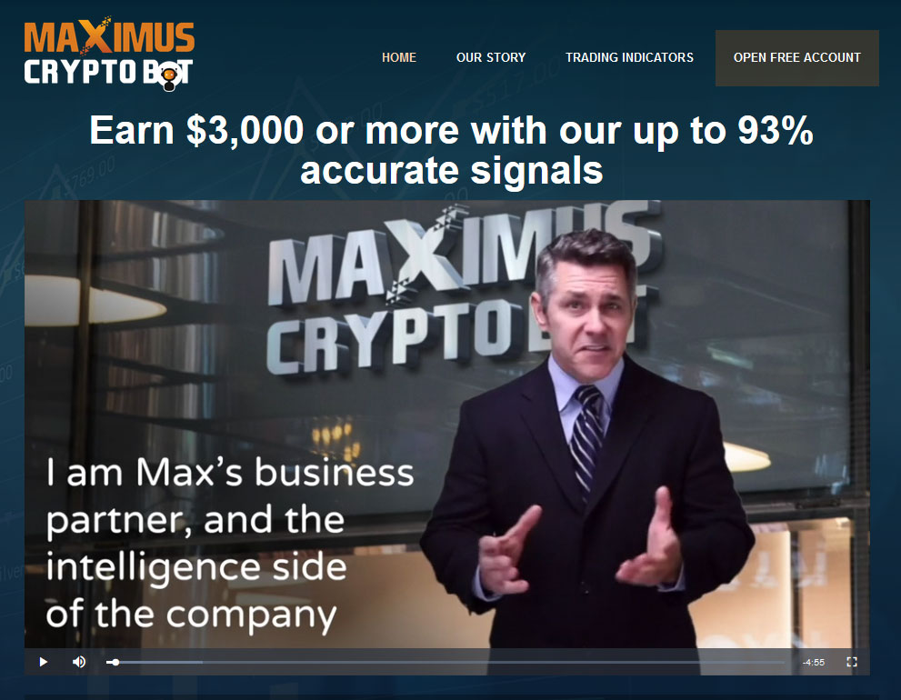 Maximus CryptoBot Website Screenshot