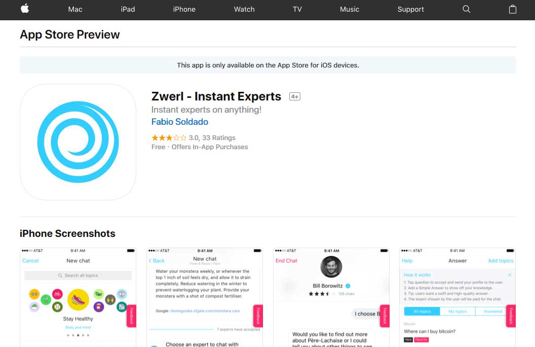 Zwerl Instant Experts App Store Screenshot