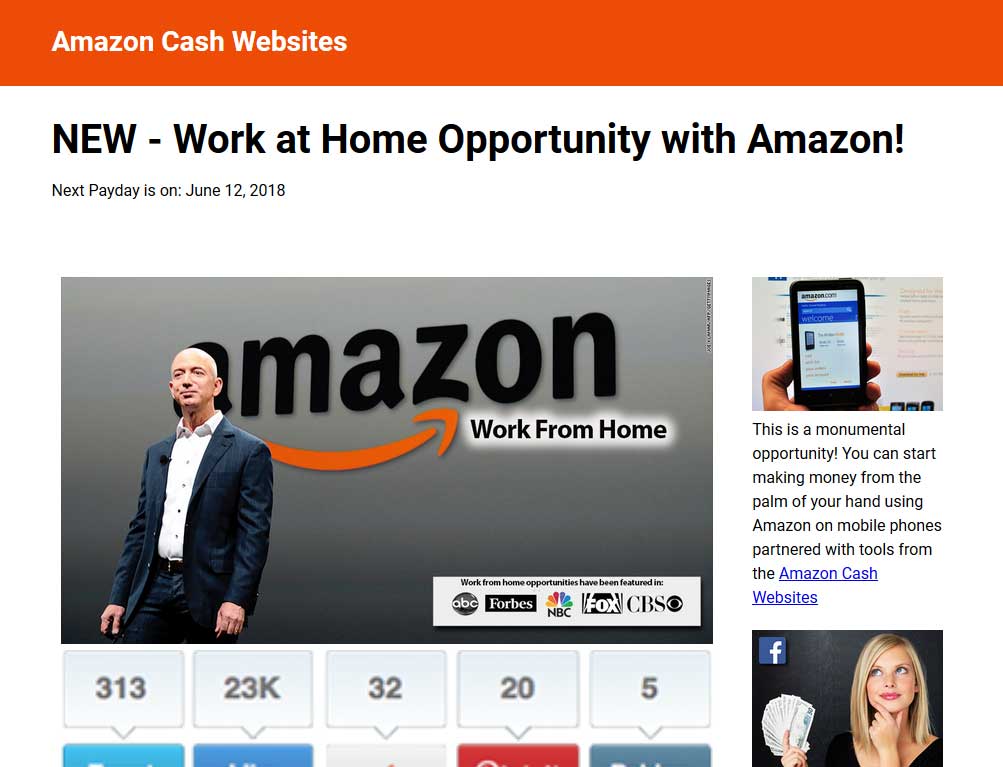 Amazon Cash Websites System Screenshot