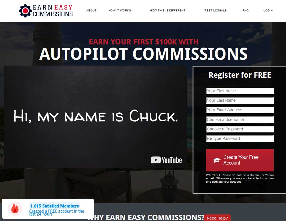 Earn Easy Commissions Website Screenshot