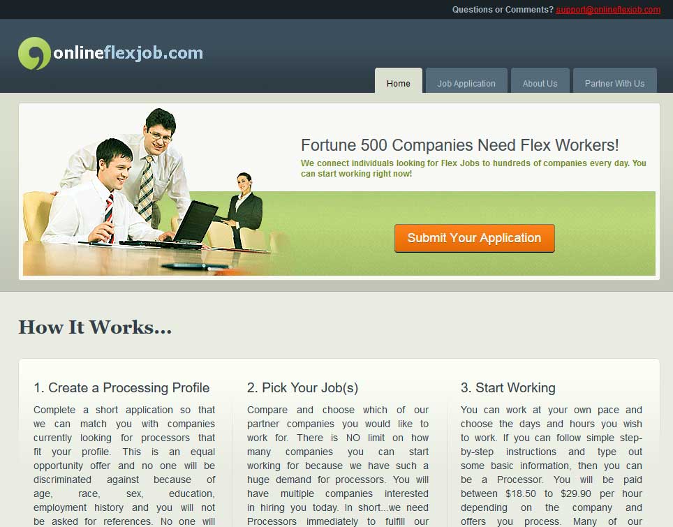 Online Flex Job Website Screenshot