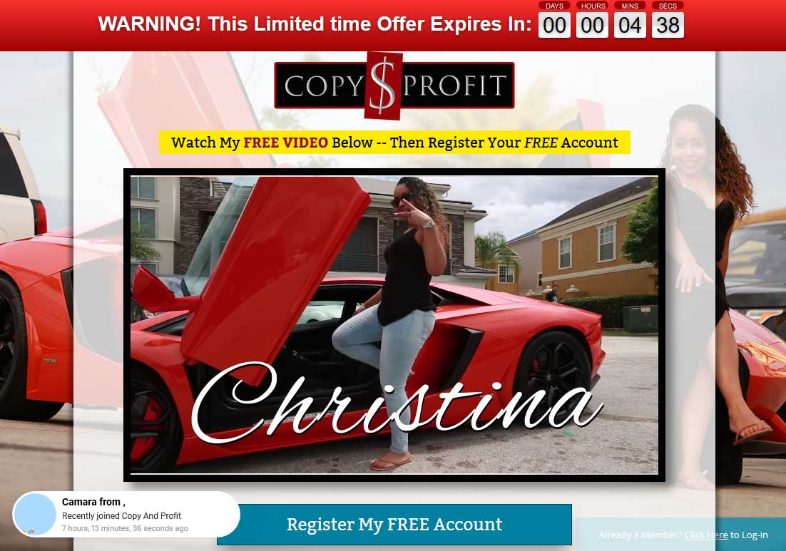 Christina's Copy And Profit System Website Screenshot