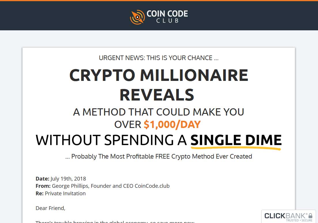 Coin Code Club Website Screenshot