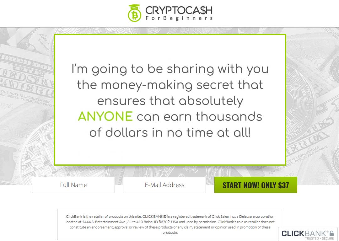 Crypto Cash For Beginners Website Screenshot