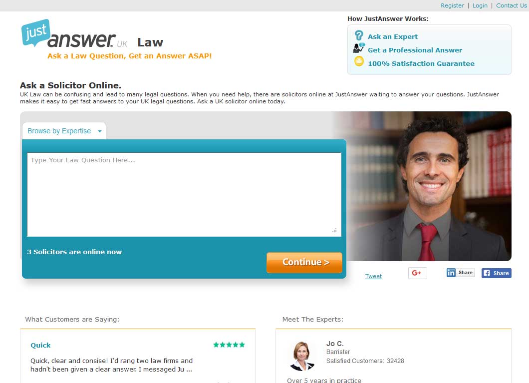 JustAnswer Website Screenshot