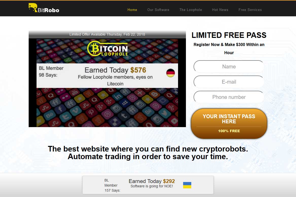 BitRobo System Website Screenshot