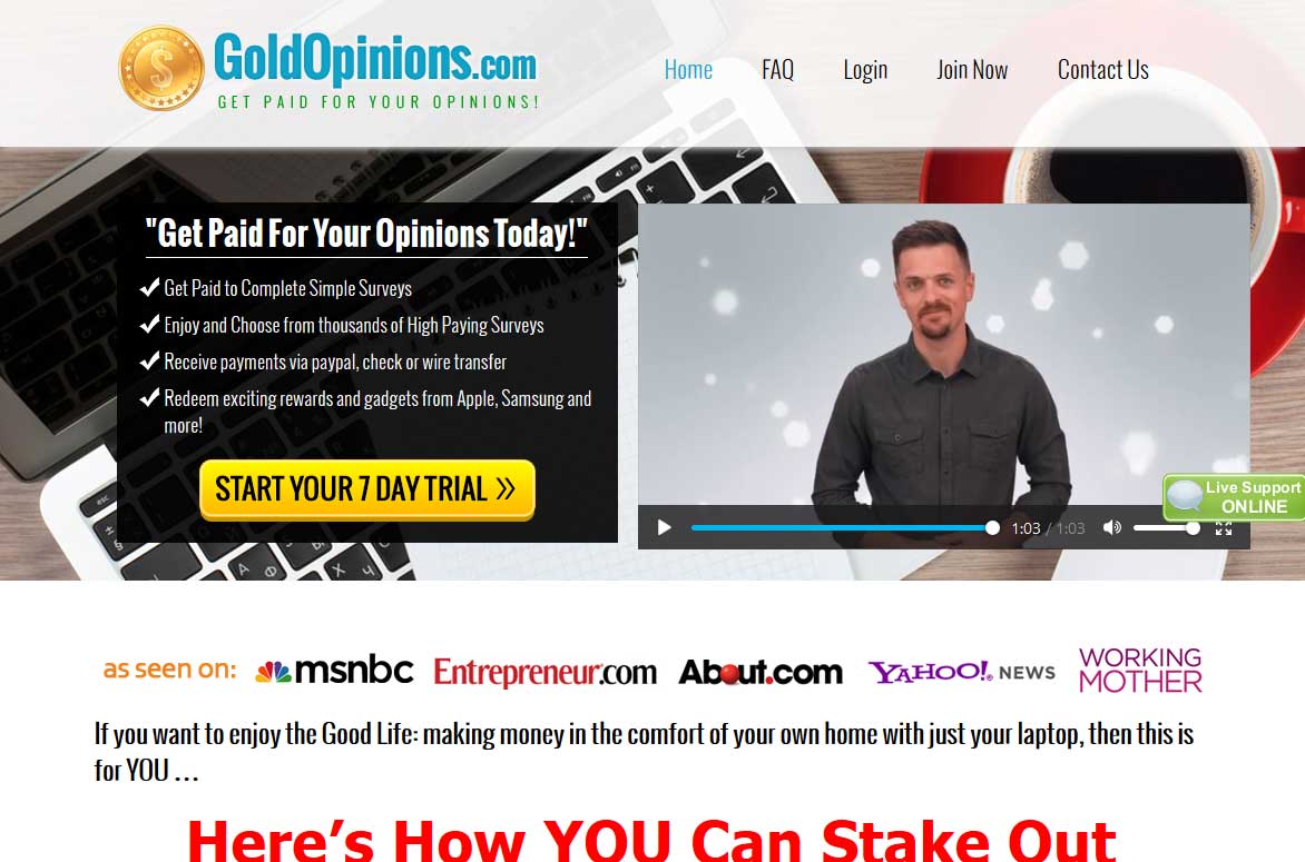 Gold Opinions Website Screenshot