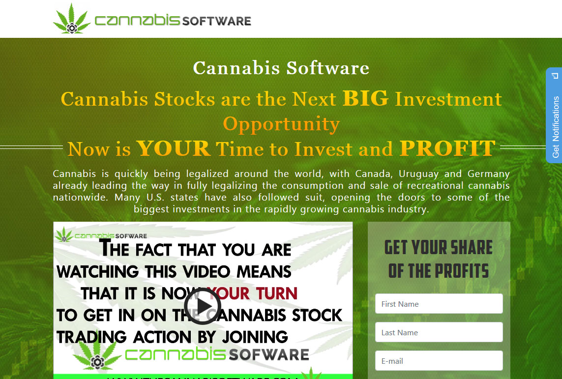 Cannabis Software Website Screenshot