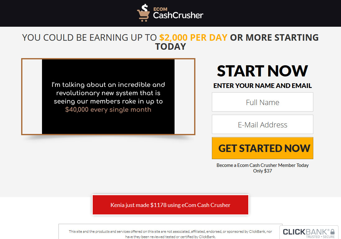 Ecom Cash Crusher Website Screenshot