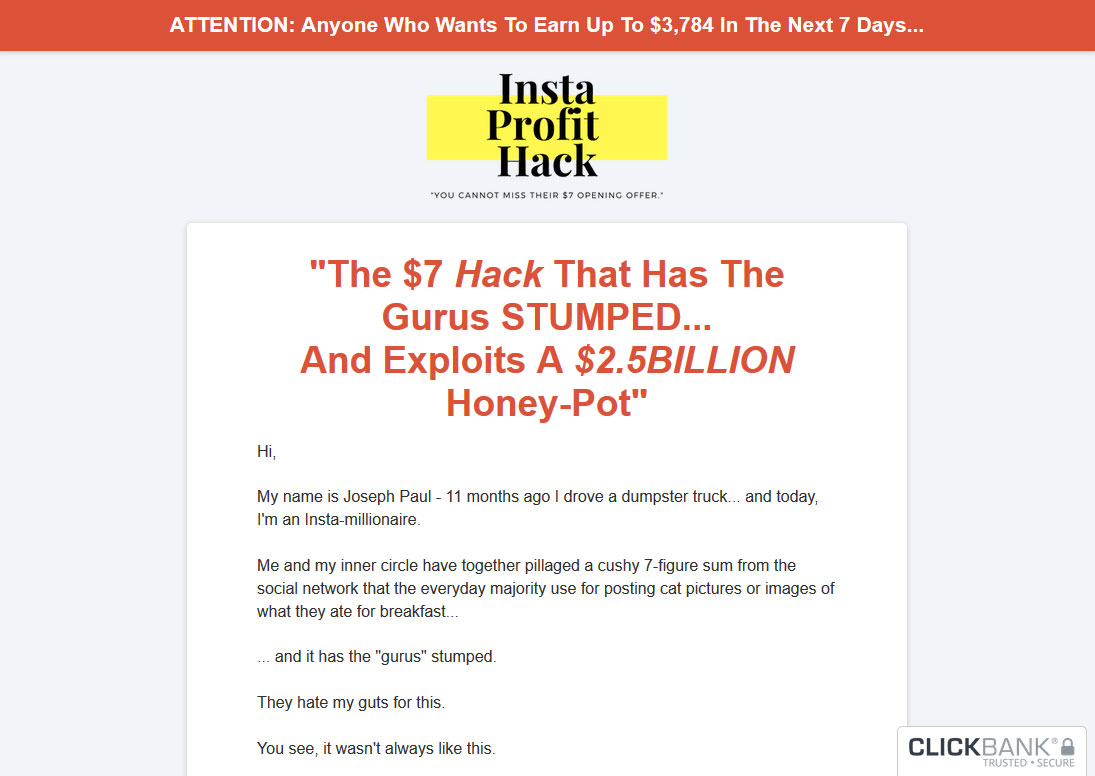 Insta Profit Hack System Website Screenshot