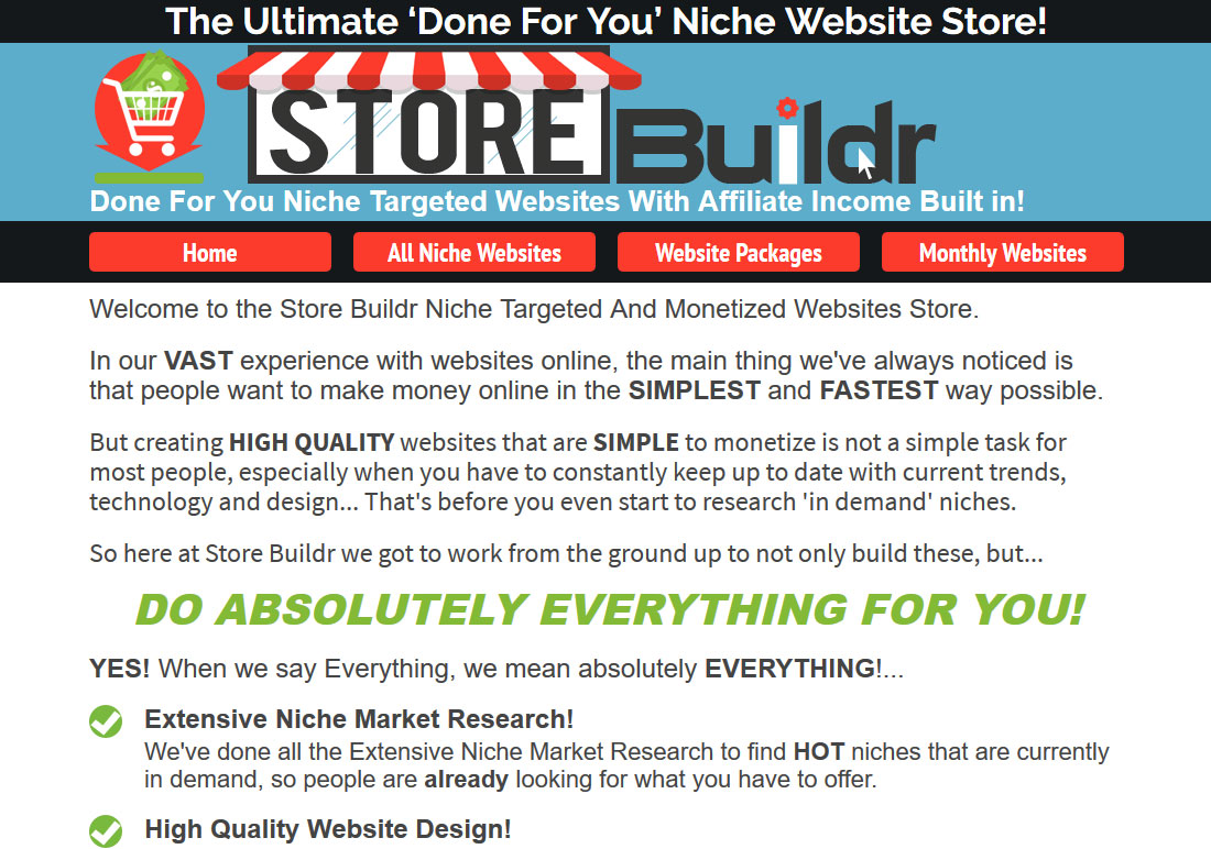 Store Buildr Done For Your Niche Websites Screenshot