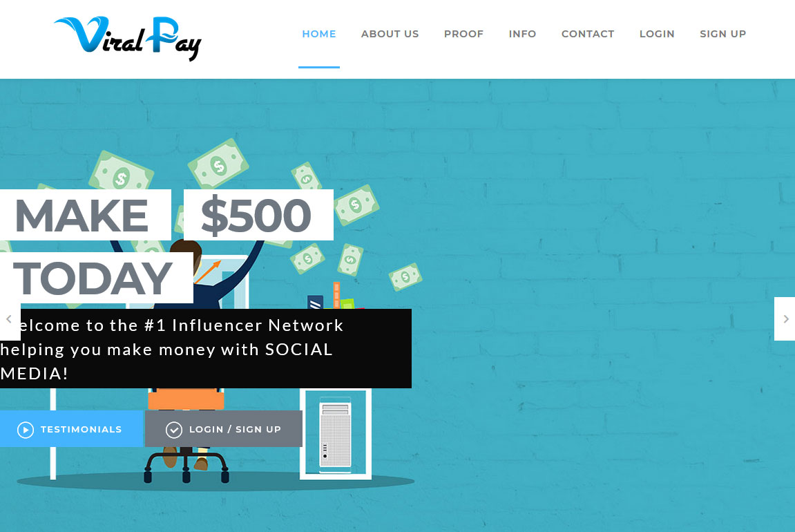 Viral Pay Website Screenshot