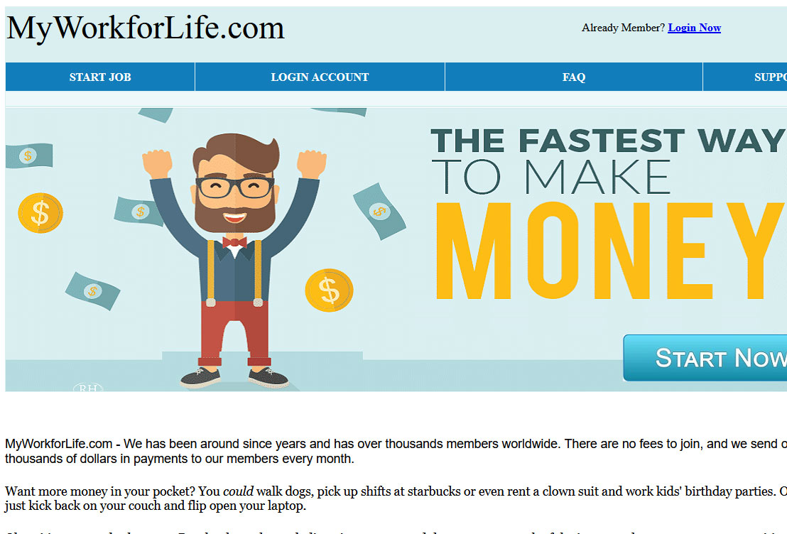 My Work For Life Website Screenshot