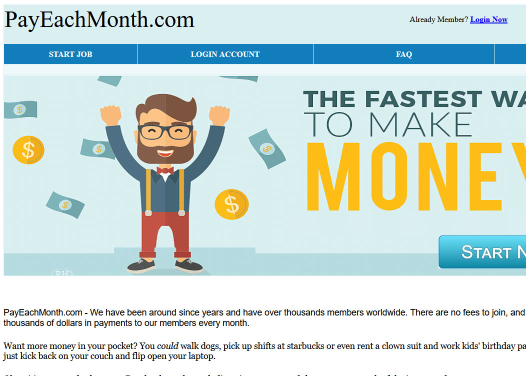 PayEachMonth.com Website Screenshot