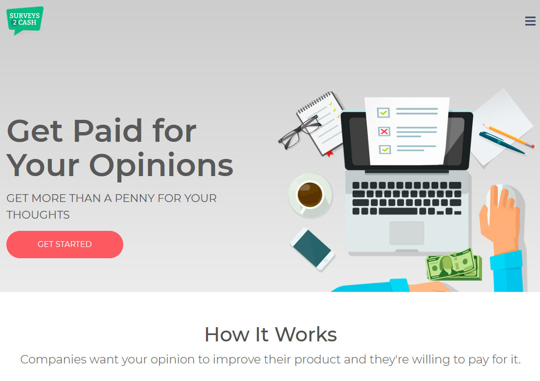 Surveys2Cash Website Screenshot