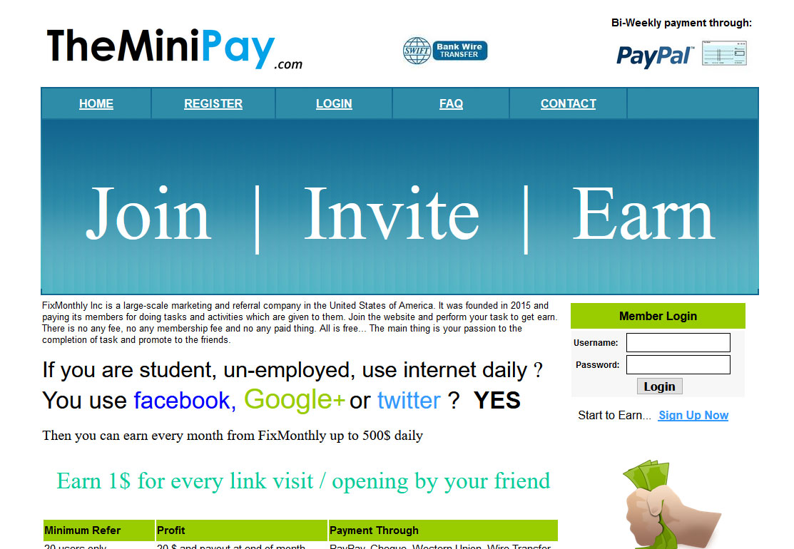 TheMiniPay Website Screenshot