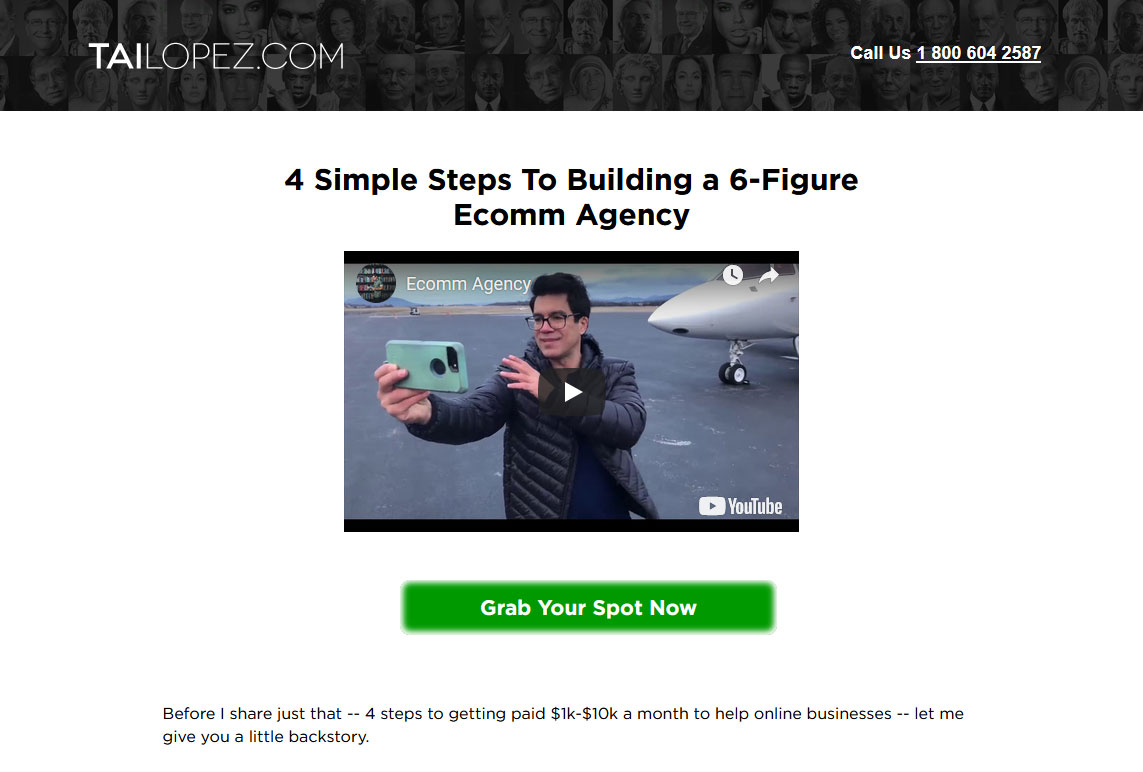 Tai Lopez Ecomm Agency Website Screenshot